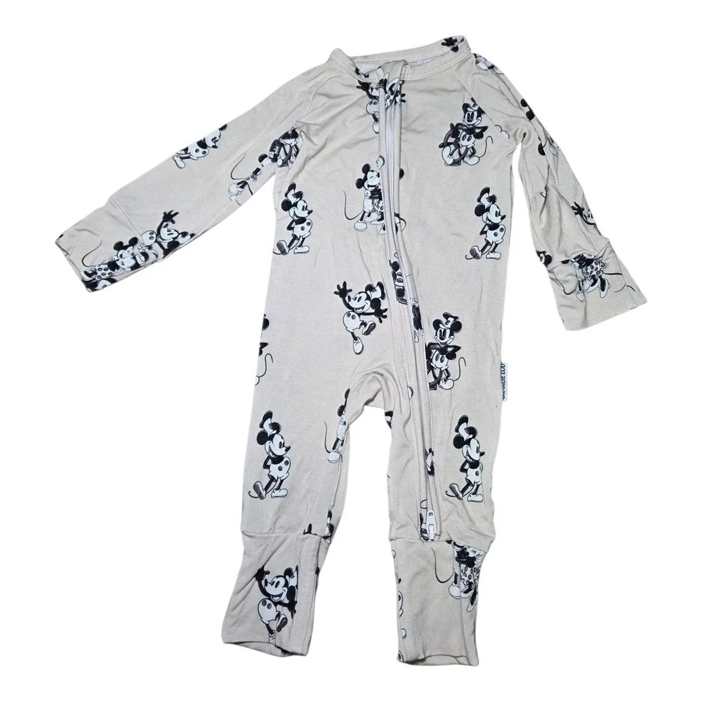 Charlie Lou Baby‎ Mickey Mouse Steamboat Willie Bamboo Footless Romper Newborn